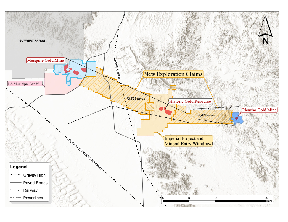 Map of Imperial Project & newly staked claims