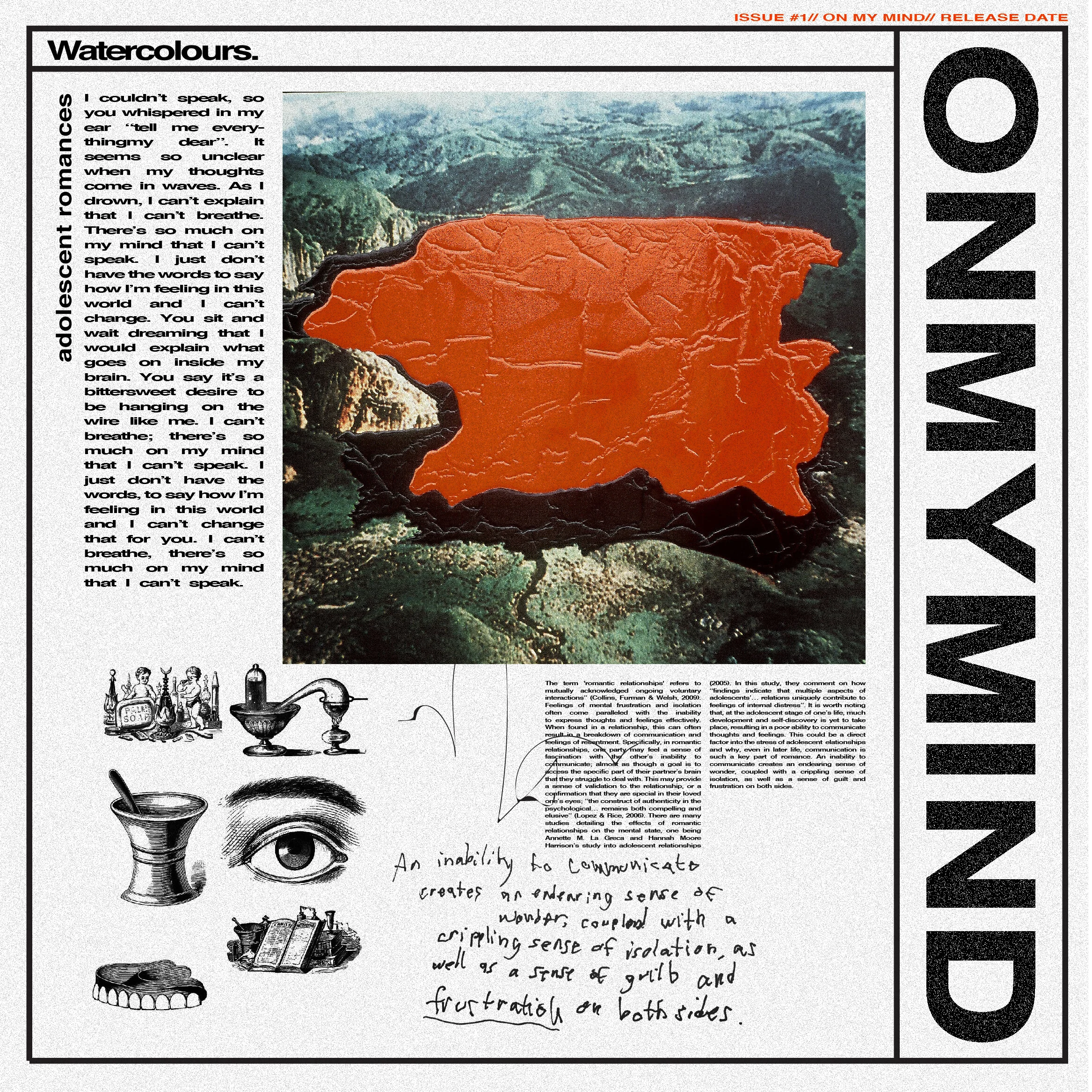  Artist commission to create EP (and 2 singles) artwork and branding campaign for Watercolours latest release ‘On My Mind’. Bristol, UK  