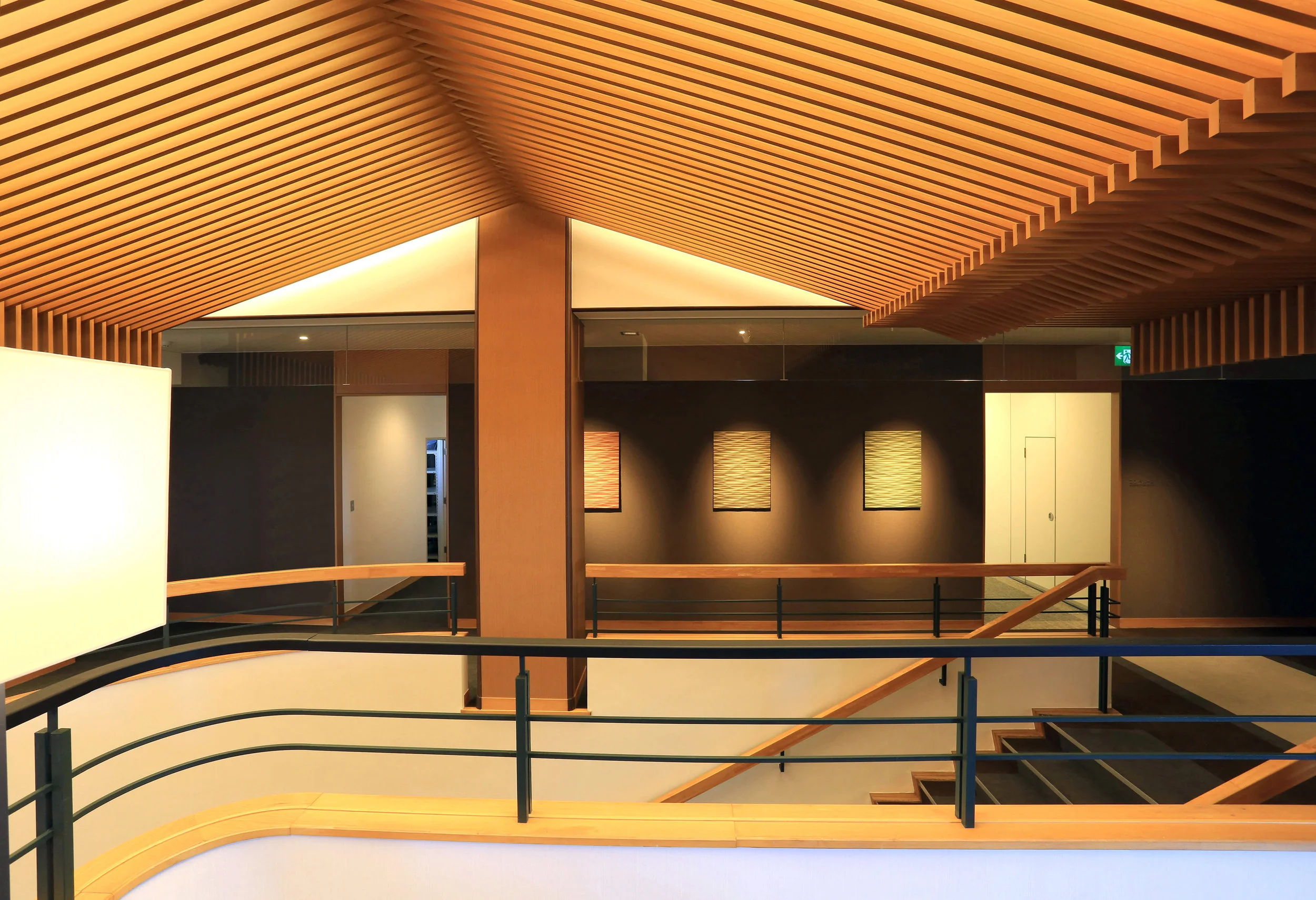 Commercial Office Ceiling - Japan Ever Art Wood® battens - Koshi 30x85mm standard hollow section in Pain