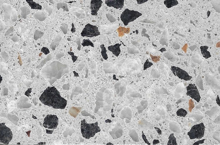 Alabaster 10mm Super Off White Marble, Black Granite & Cudgee Marble