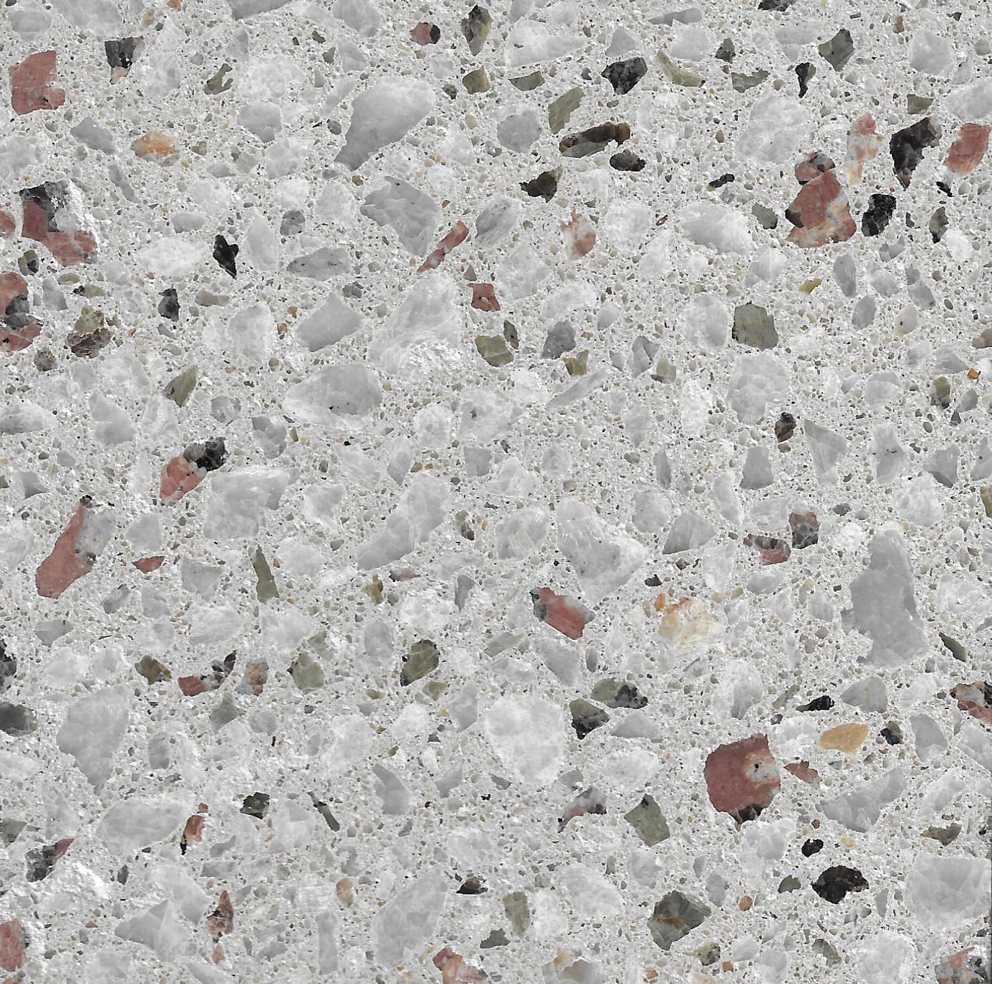 Alabaster 10mm Super Off White Marble, Burgundy Granite & 6mm Padthaway Green