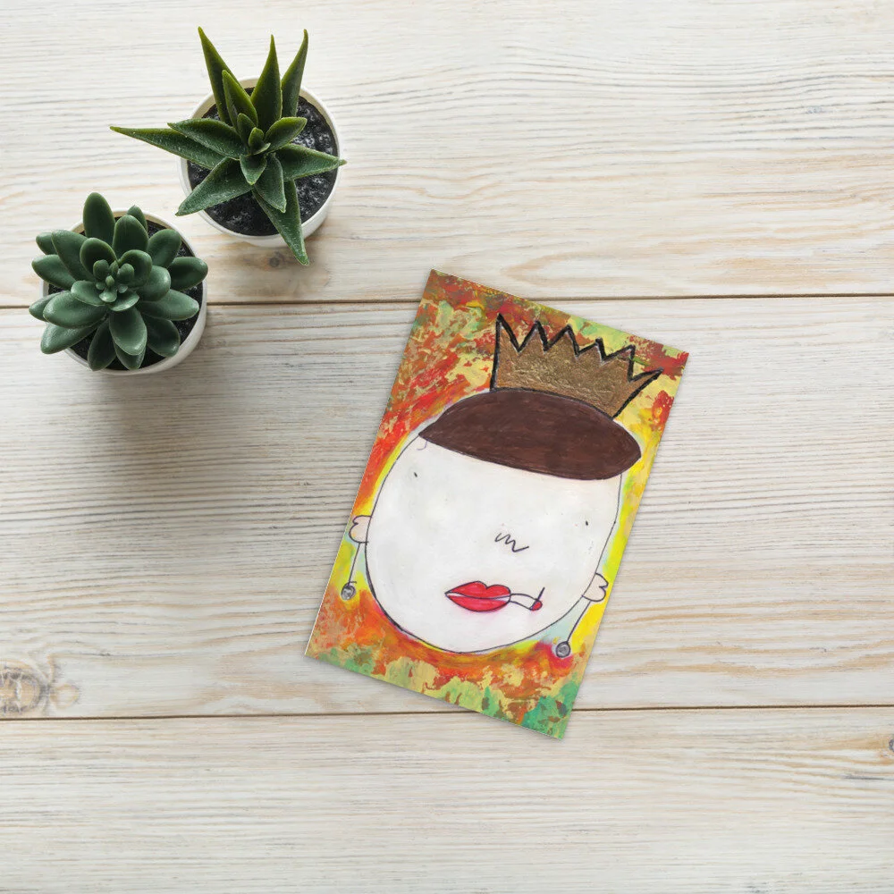 Smoking lady postcard