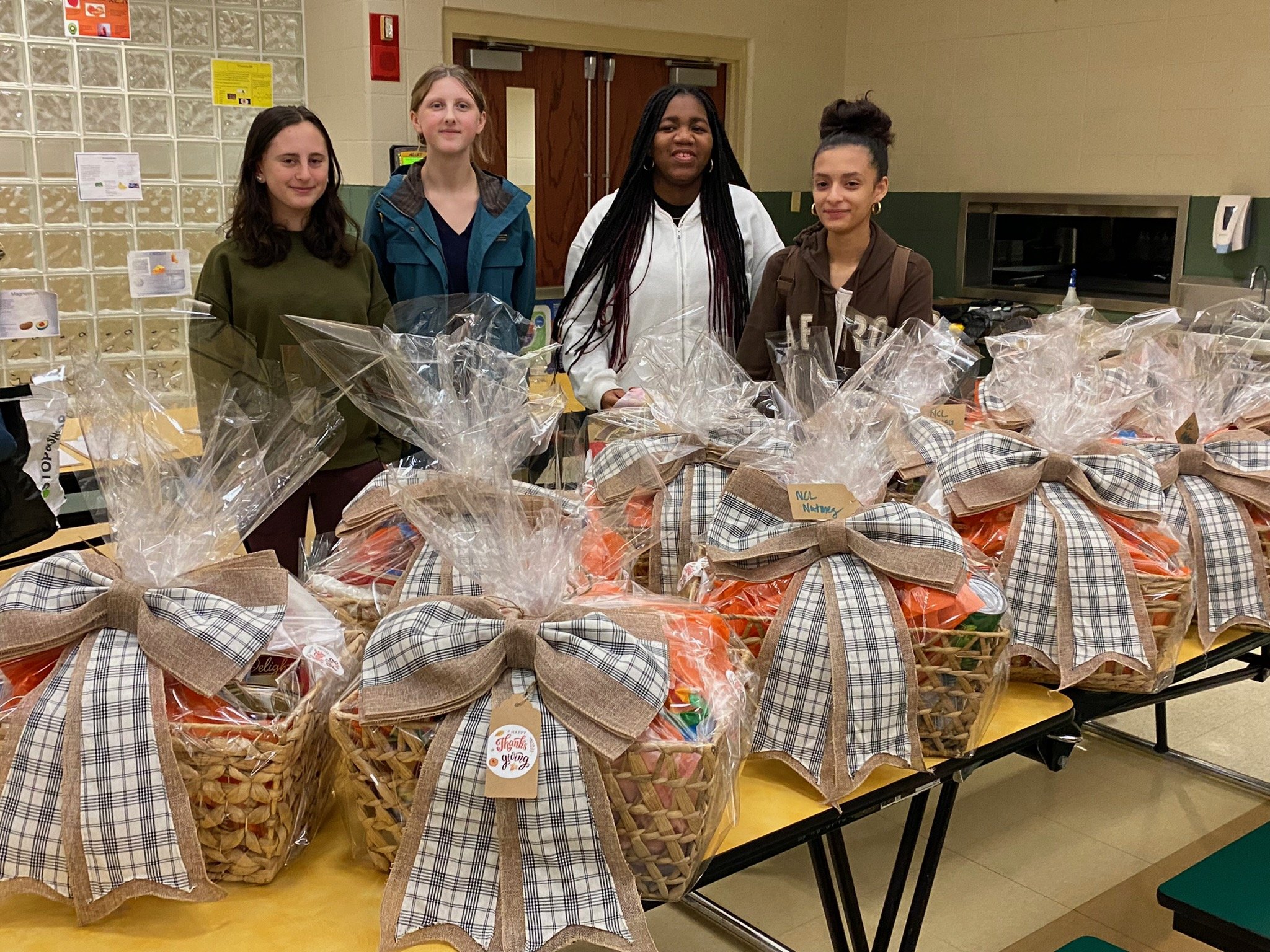 Making Thanksgiving baskets for those in need