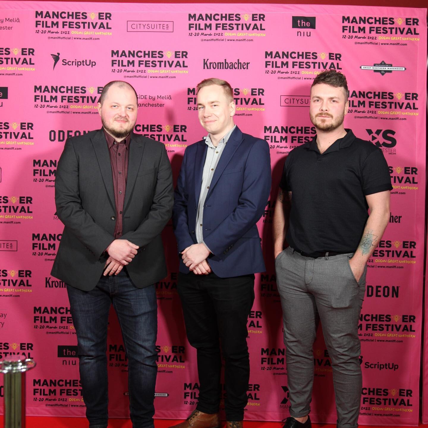 If you ever needed evidence that 1) the boys scrub up well &amp; 2) we don&rsquo;t know how to pose - here it is! Thoroughly enjoyed our time at @maniffofficial a few weeks back🍿 Getting the chance to see our film on the big screen in front of an au