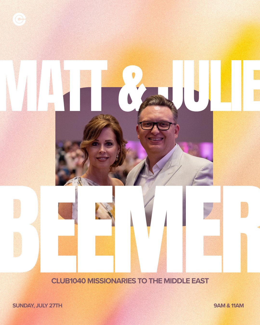 From the Middle East to Michigan&mdash;God is on the move.⁠
Join us Sunday, July 27th as we hear from Matt &amp; Julie Beemer, missionaries with Club1040, sharing powerful stories of faith, obedience, and the global Church.⁠
⁠
Let their journey stir 