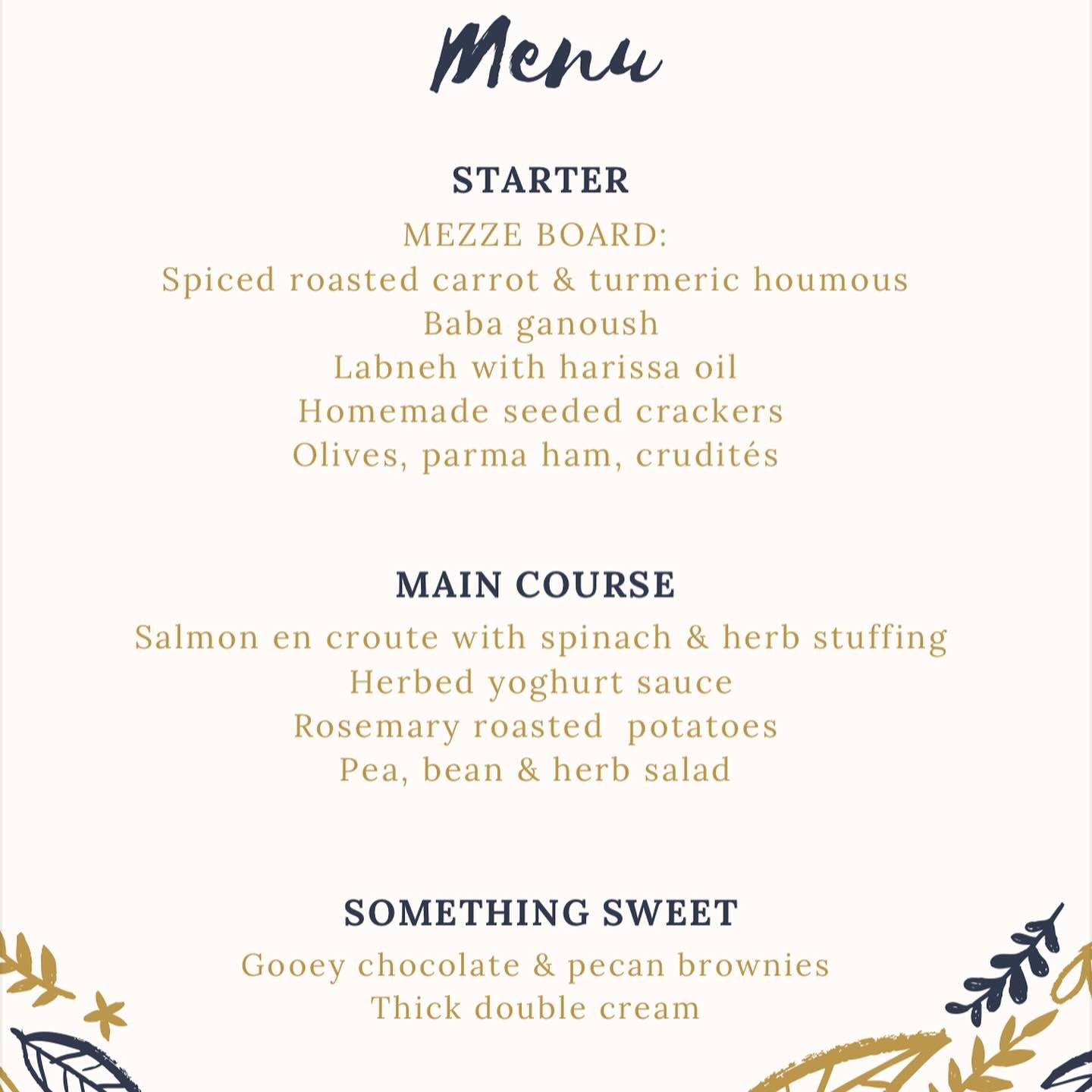 Dinner party menu ready for delivery 🚚 

Everything is either ready to serve or ready to pop in the oven to cook so the host can enjoy entertaining without any stress 😃 

Delivery / collection available Monday-Friday in SW london . 

#privatechef #