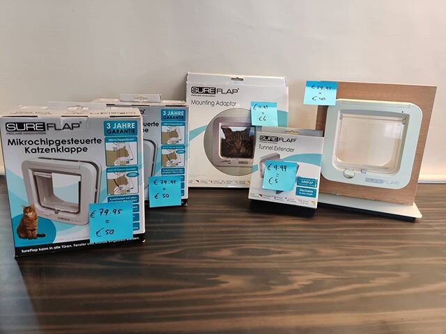 😸Nu in de uitverkoop 😸
1x sureflap tunnel extended &euro;5
2x sureflap kattenluik met microchip &euro;50
1x sureflap mounting adaptor &euro;6
1x sureflap kattenluik met microchip &euro;40 voorbeeld. 
OP = OP