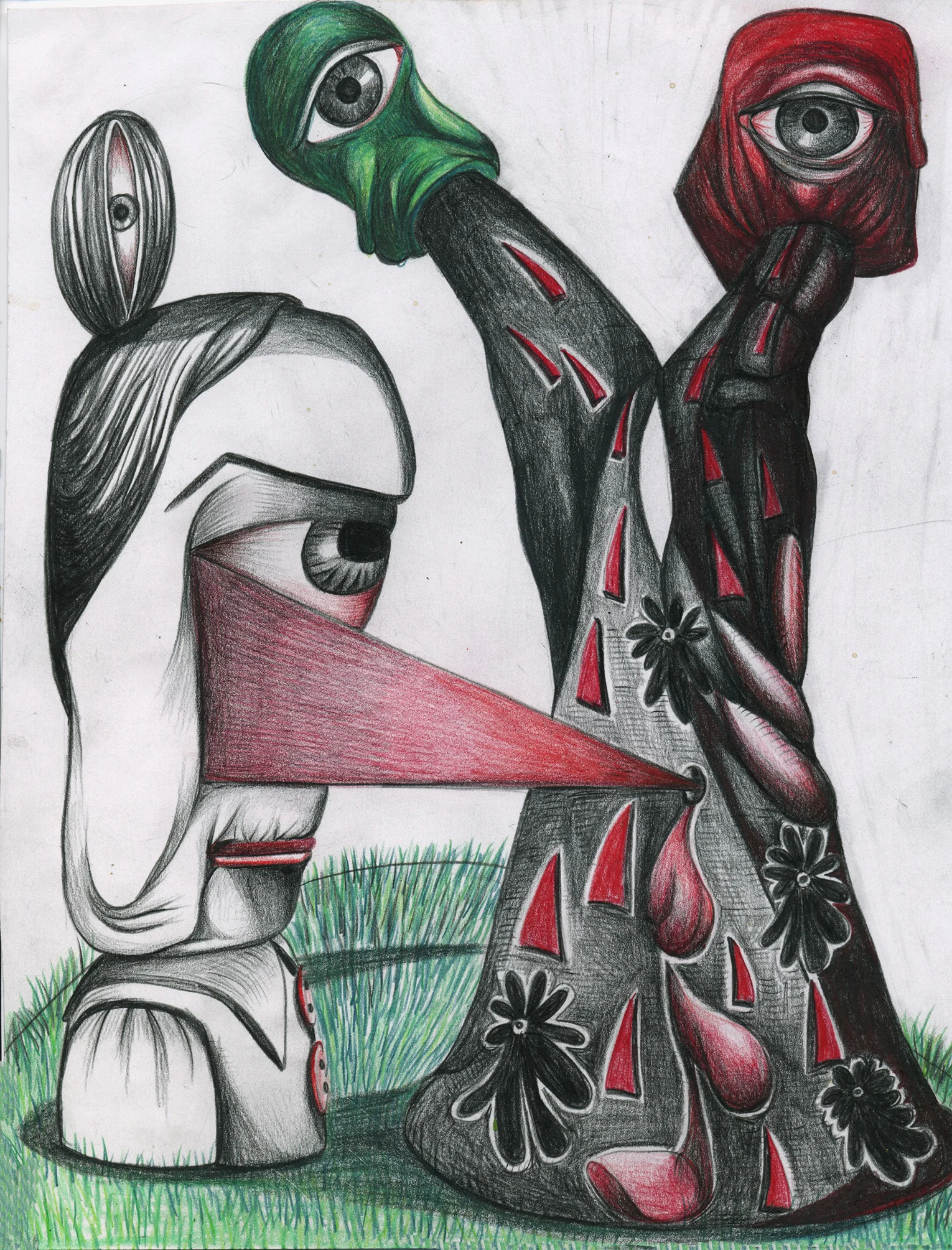 Bully of the Quad, color pencil on paper, 8”x 11”