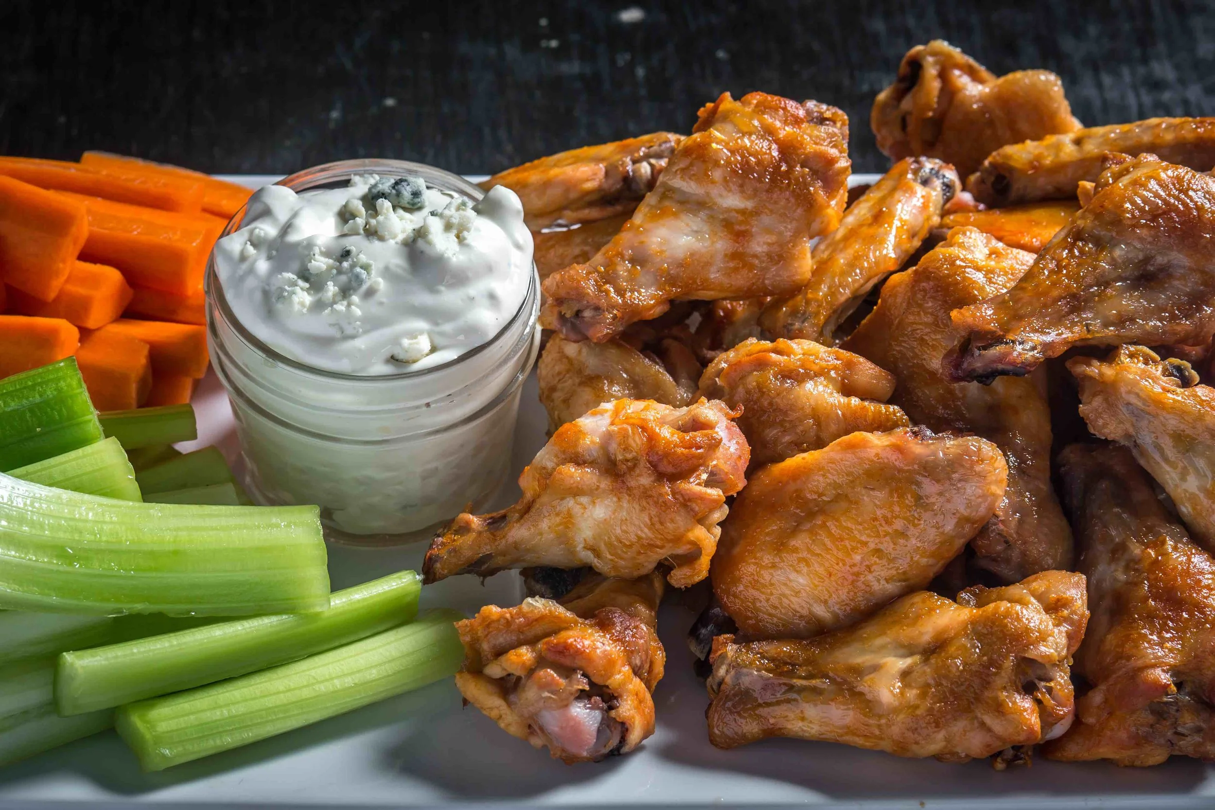 Grilled Hot Wings with Homemade Blue Cheese Dip