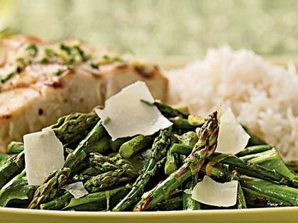 Asparagus & Arugula Salad with Lemon Dressing and Parmesan Curls