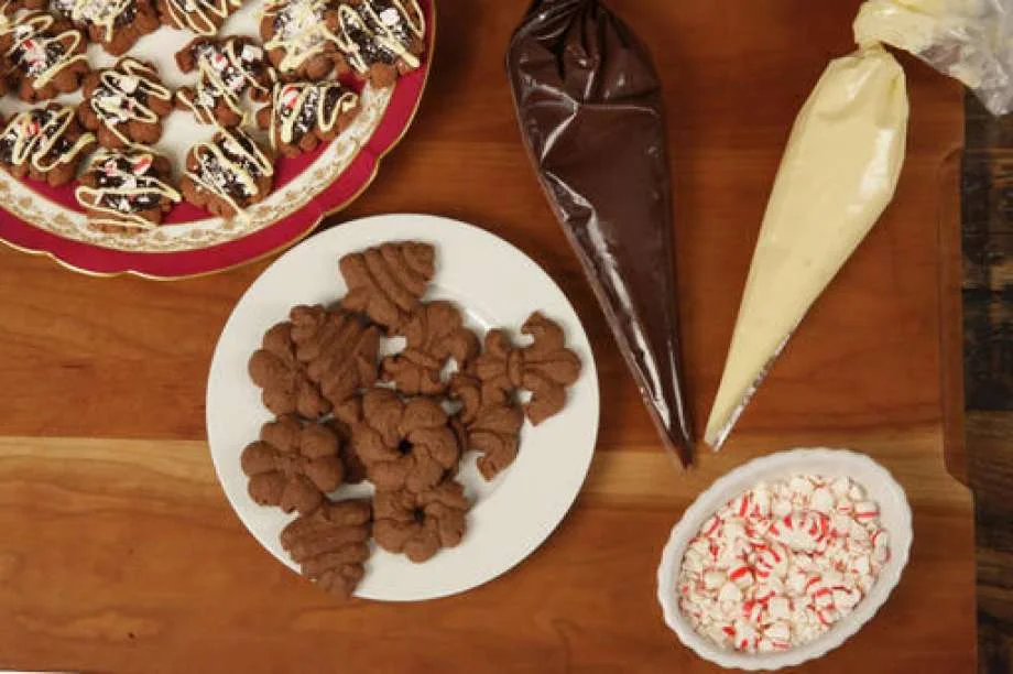 Peppermint Bark Spritz Cookies