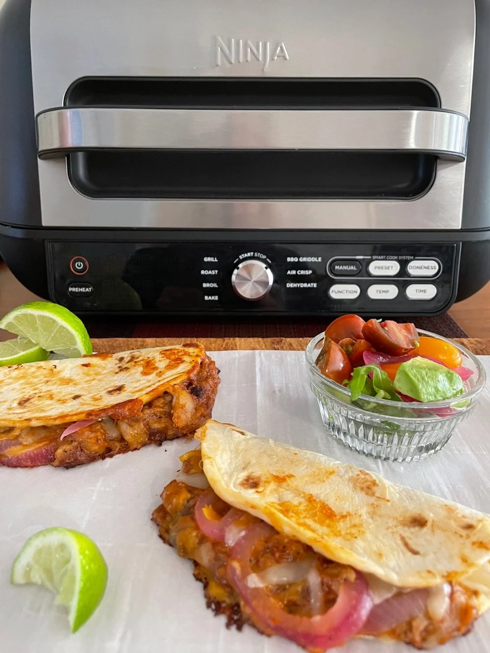 Pulled Pork Quesadilla with Avocado Salad