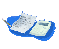Notepad and calculator illustration