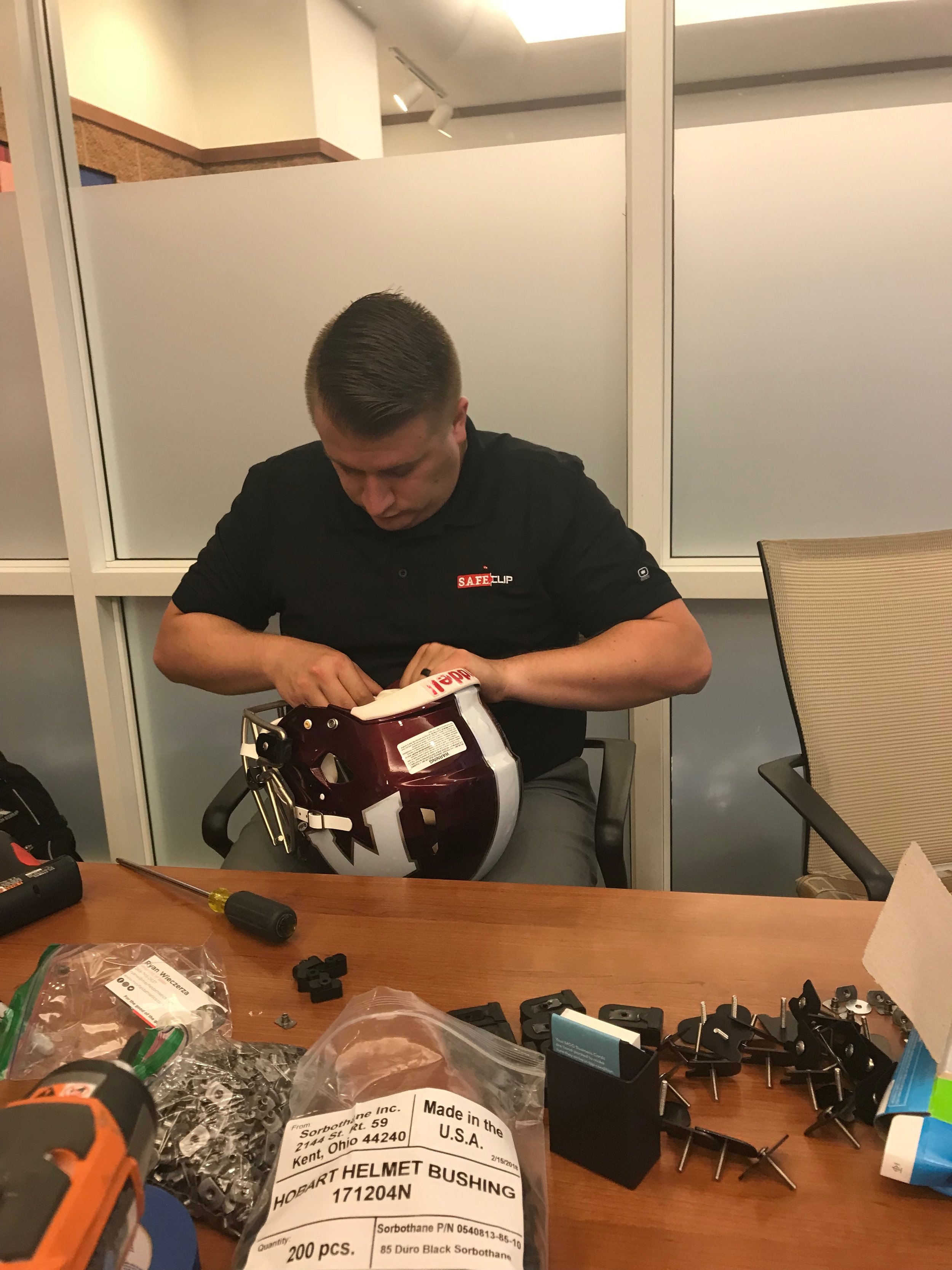 SAFEClip team installing Clips for High School Game