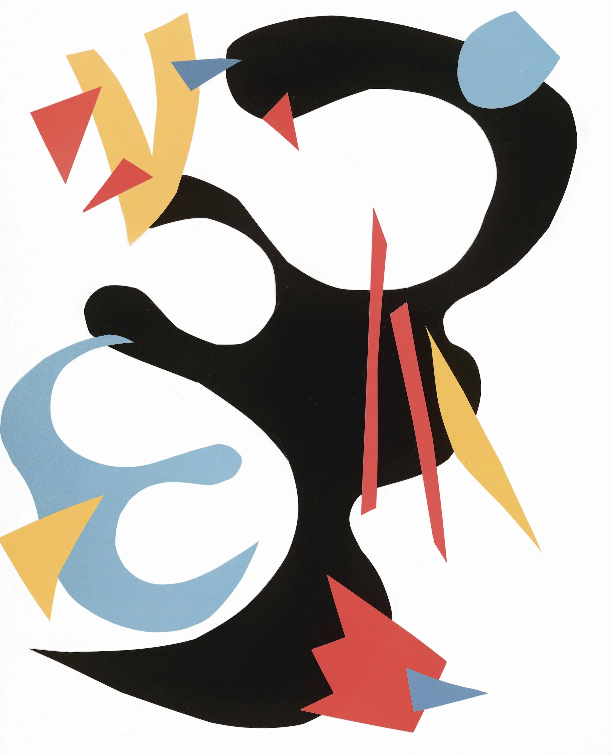 G, Paper Collage, 11 x 14 or 14 x 11