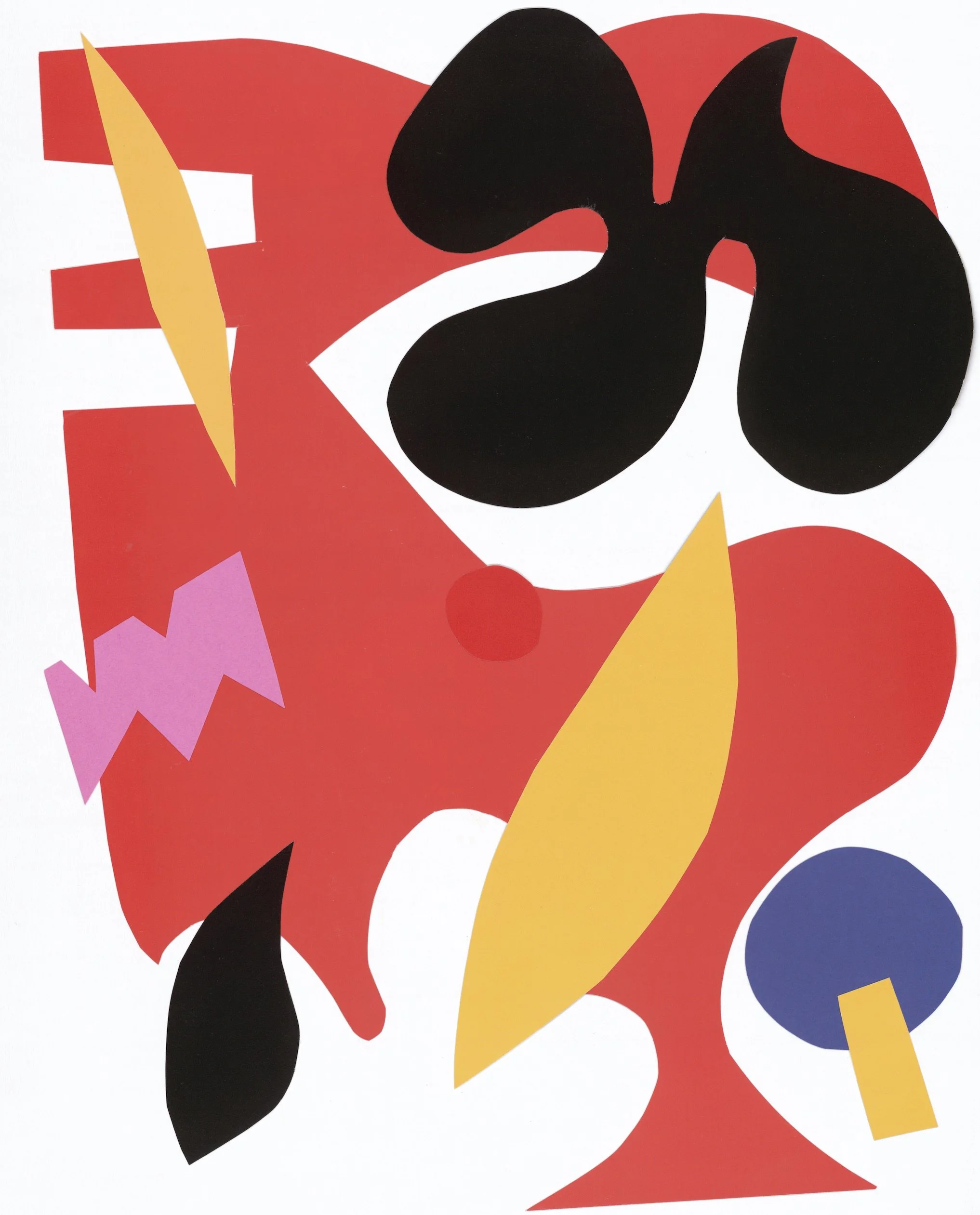 O, Paper Collage, 11 x 14 or 14 x 11