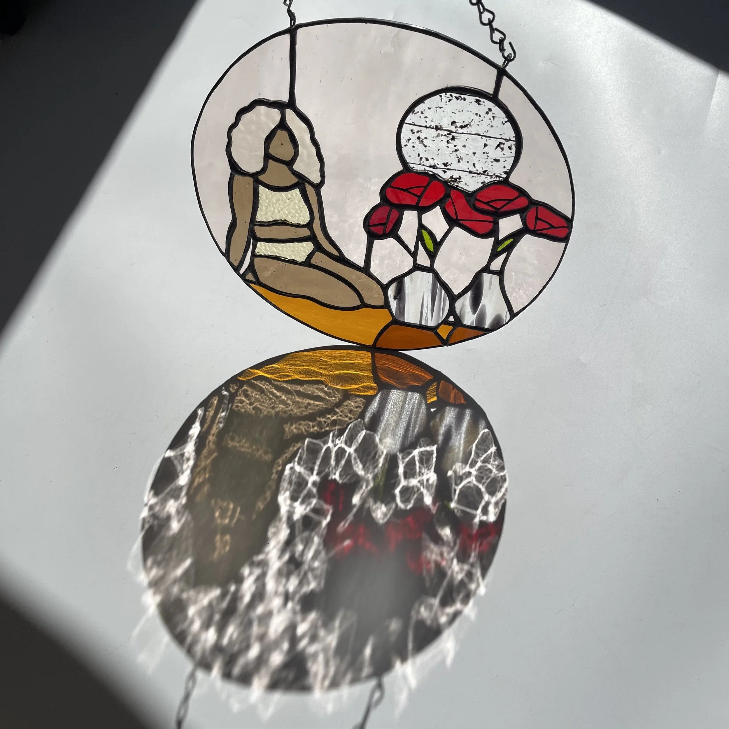 Peach Sunset and Red Roses Girl