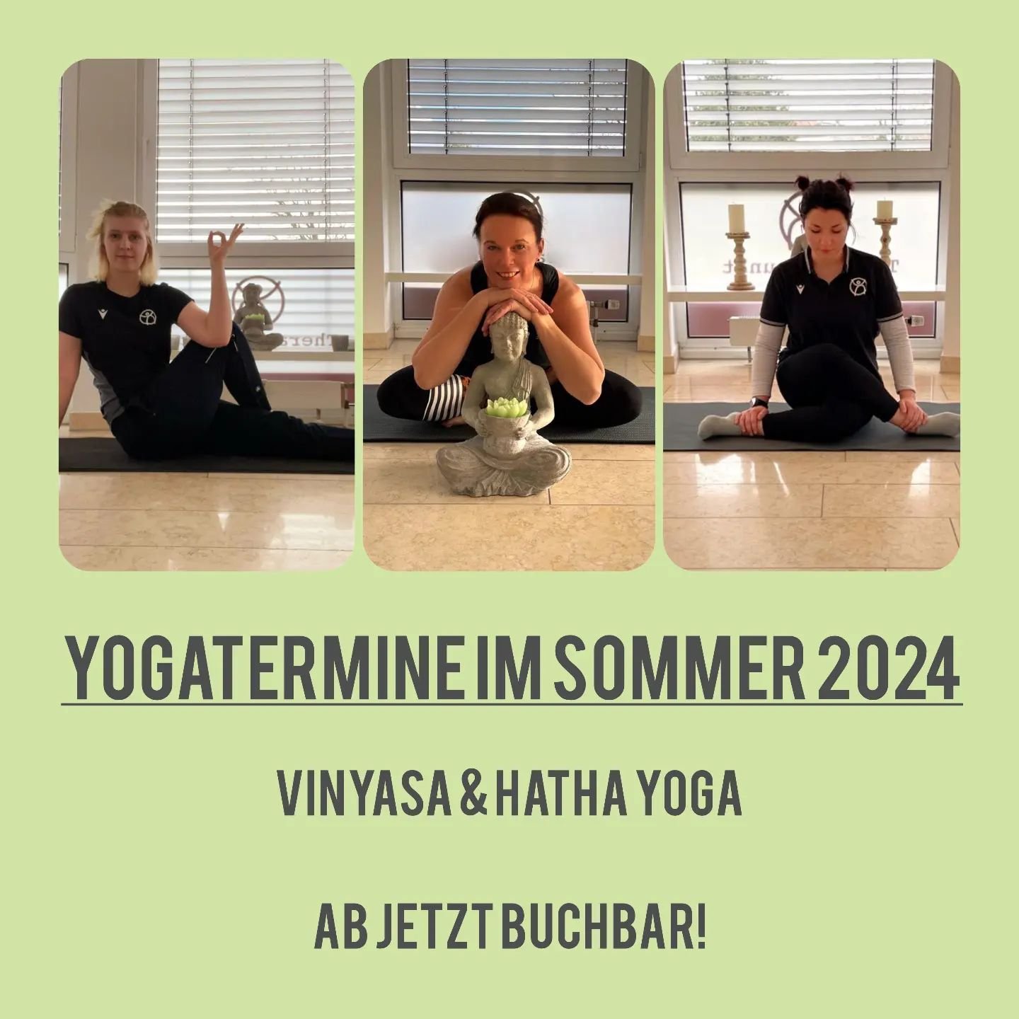 Sommeryoga

Unsere offenen Yogastunden im vergangenen Sommer fanden gro&szlig;en Anklang.

Deshalb&nbsp;m&ouml;chten wir dieses Konzept auch in diesem Sommer wieder anbieten. Unsere Yogalehrerinnen (Astrid, Lisa und Johanna) werden in jeder Stunde ei