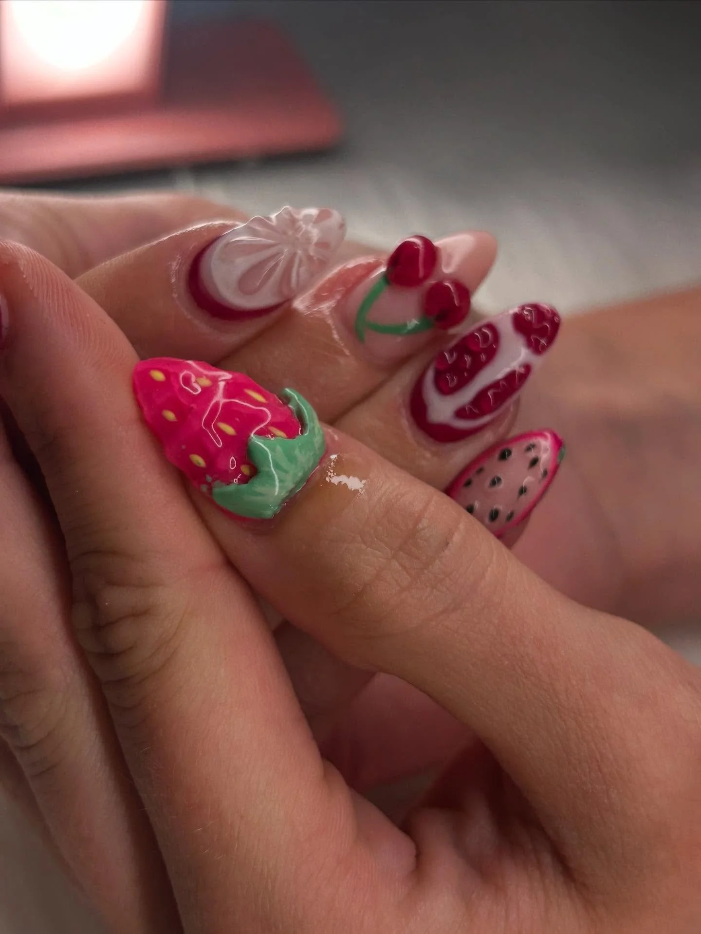 Fruity nails!
.
.
.
#3dnailart #hamiltonnailsalon #fruitnails #hamiltonnailtech