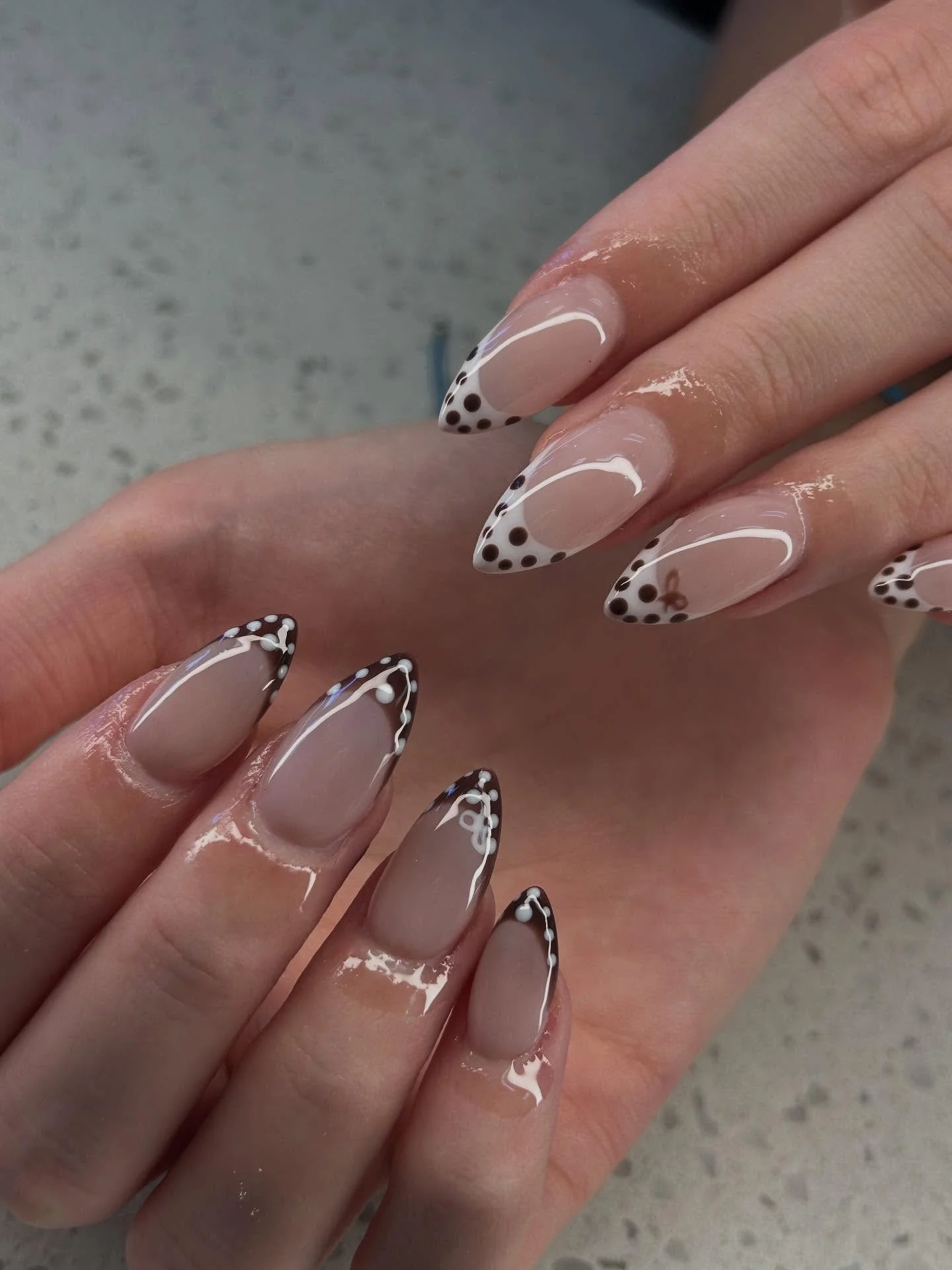 Obsessing over polka dot nails! #nailsnailsnails #polkadotnails #hamiltonnails #hamiltonnailtech