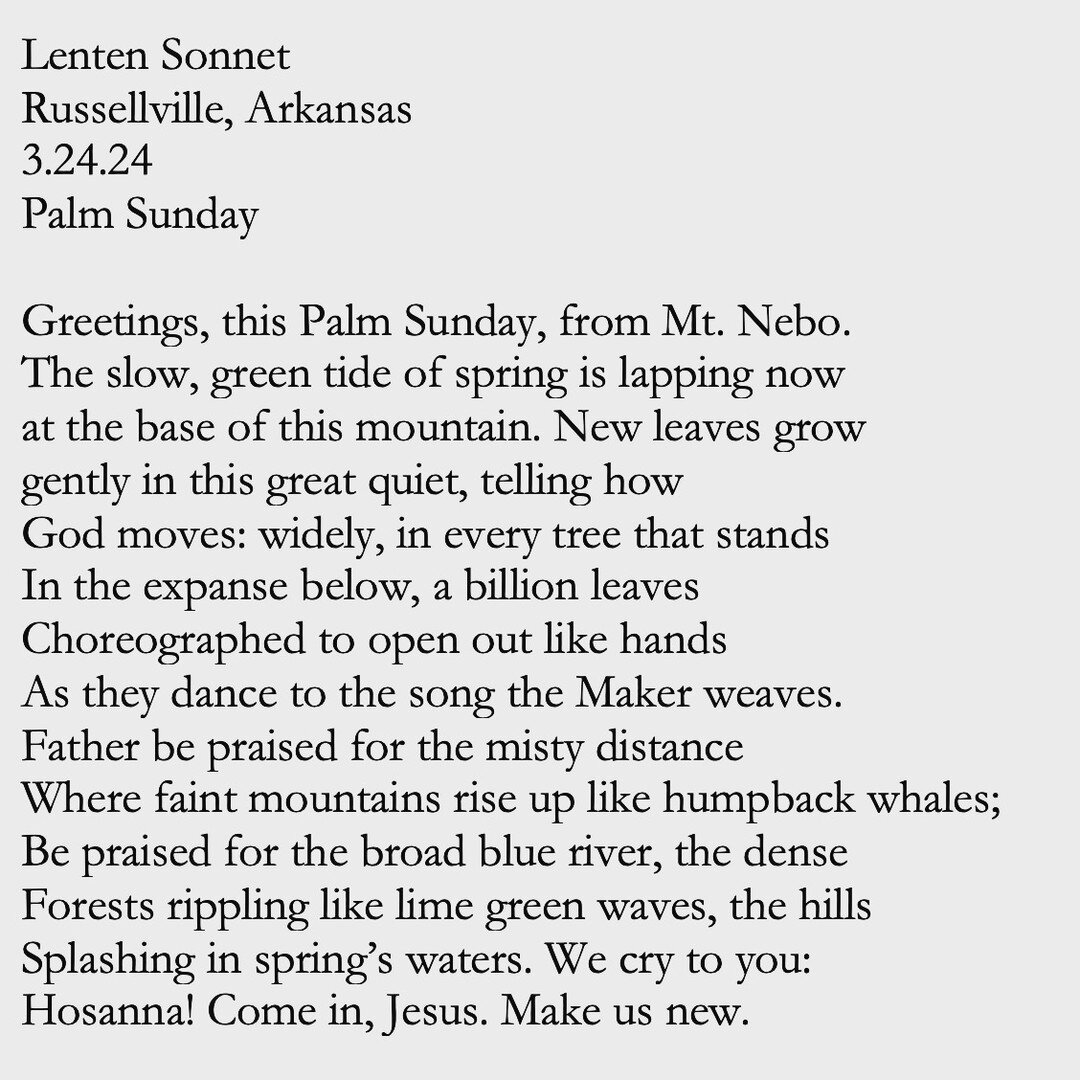 So grateful to get to sing about the resurrection tonight in Russellville, AR at the start of Holy Week. I'll miss being with my church family in Nashville, but the view from Mt. Nebo is a pretty great consolation.