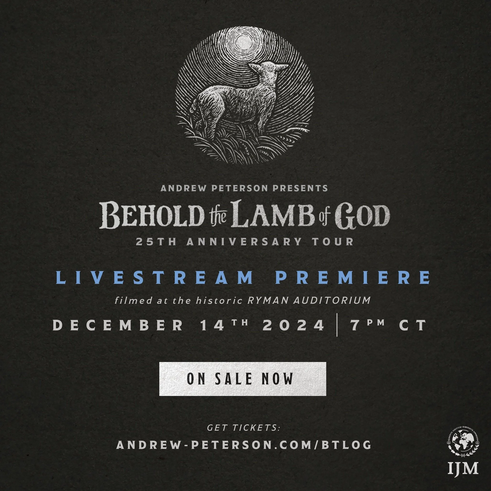 On sale today: The 2024 Behold the Lamb of God Livestream. On December 14th, you can watch the Livestream Premiere of our annual Behold the Lamb of God Tour filmed at the historic Ryman Auditorium. Head on over to the link in the bio to purchase a Li