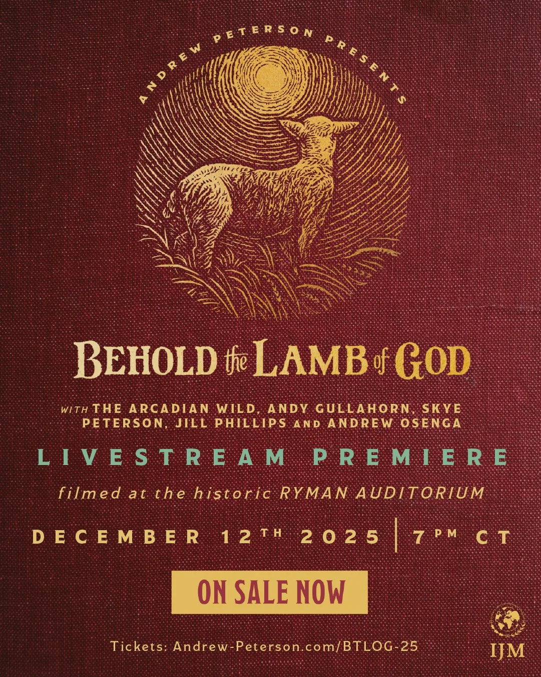 On sale today: The 2025 Behold the Lamb of God Livestream. On December 12th, you can watch the Livestream Premiere of our annual Behold the Lamb of God Tour filmed at the historic Ryman Auditorium. Head on over to the link in the bio to purchase a Li