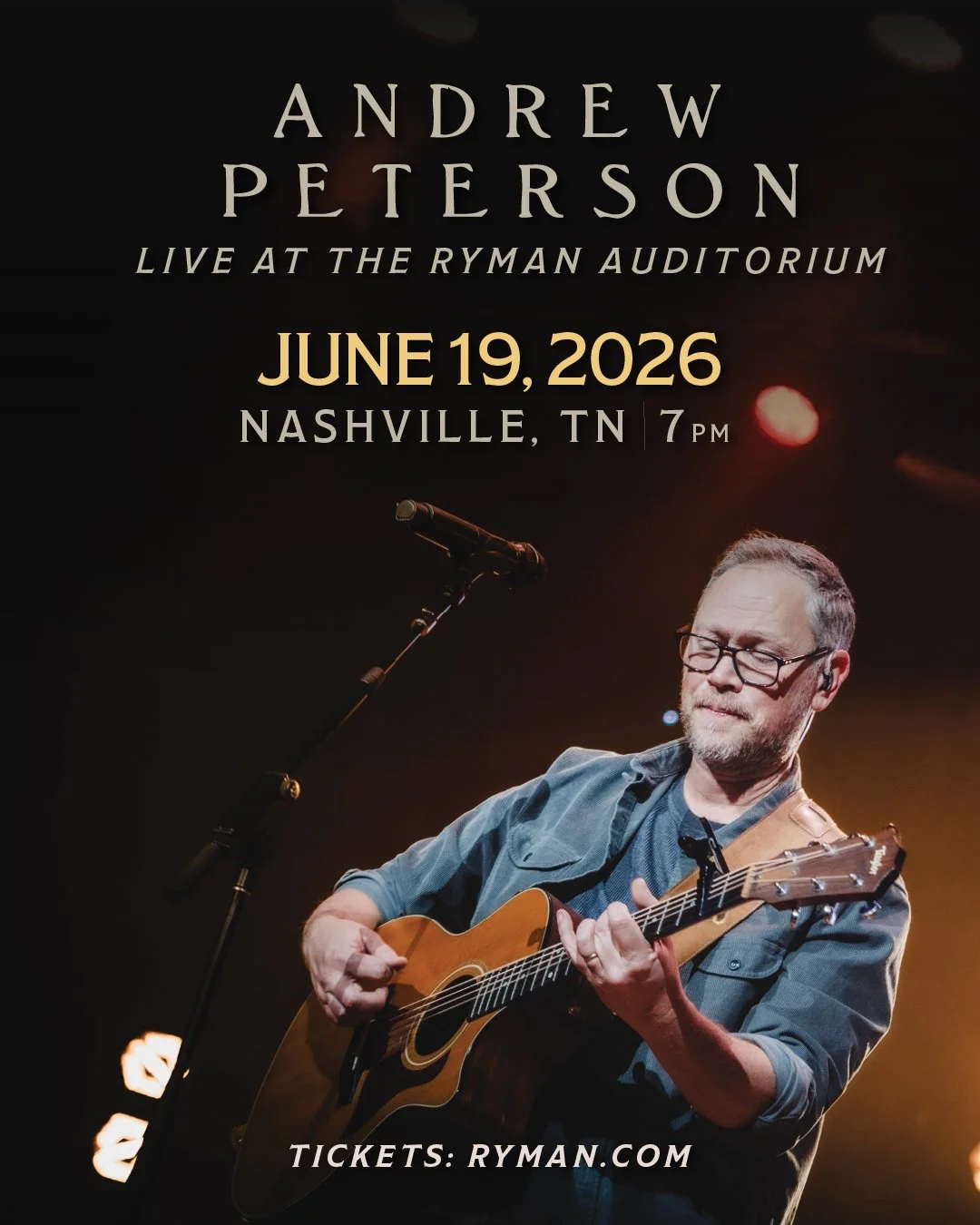 ON SALE NOW: June 19th at the historic Ryman Auditorium. Get your tickets now at Ryman.com. We can't wait to see you Nashville. 
- Team AP