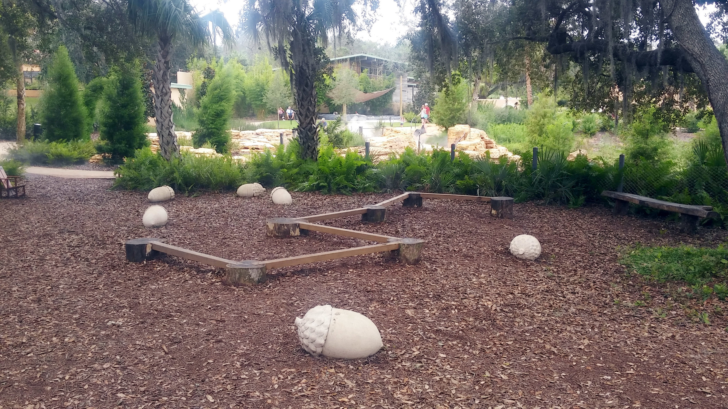 The building in the far back is roughly where the outdoor kitchen is at.