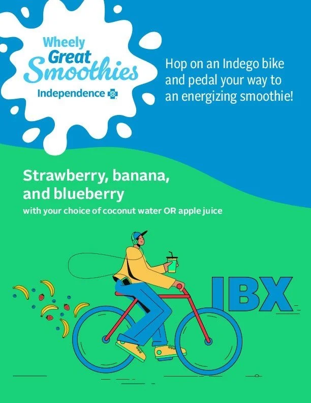  I led the creative for a dynamic, health-focused activation that brought together two local brands, IBX and Indego, for a collaborative community experience. Partnering with OPE, our third-party vendor, I developed the concept and oversaw the full c