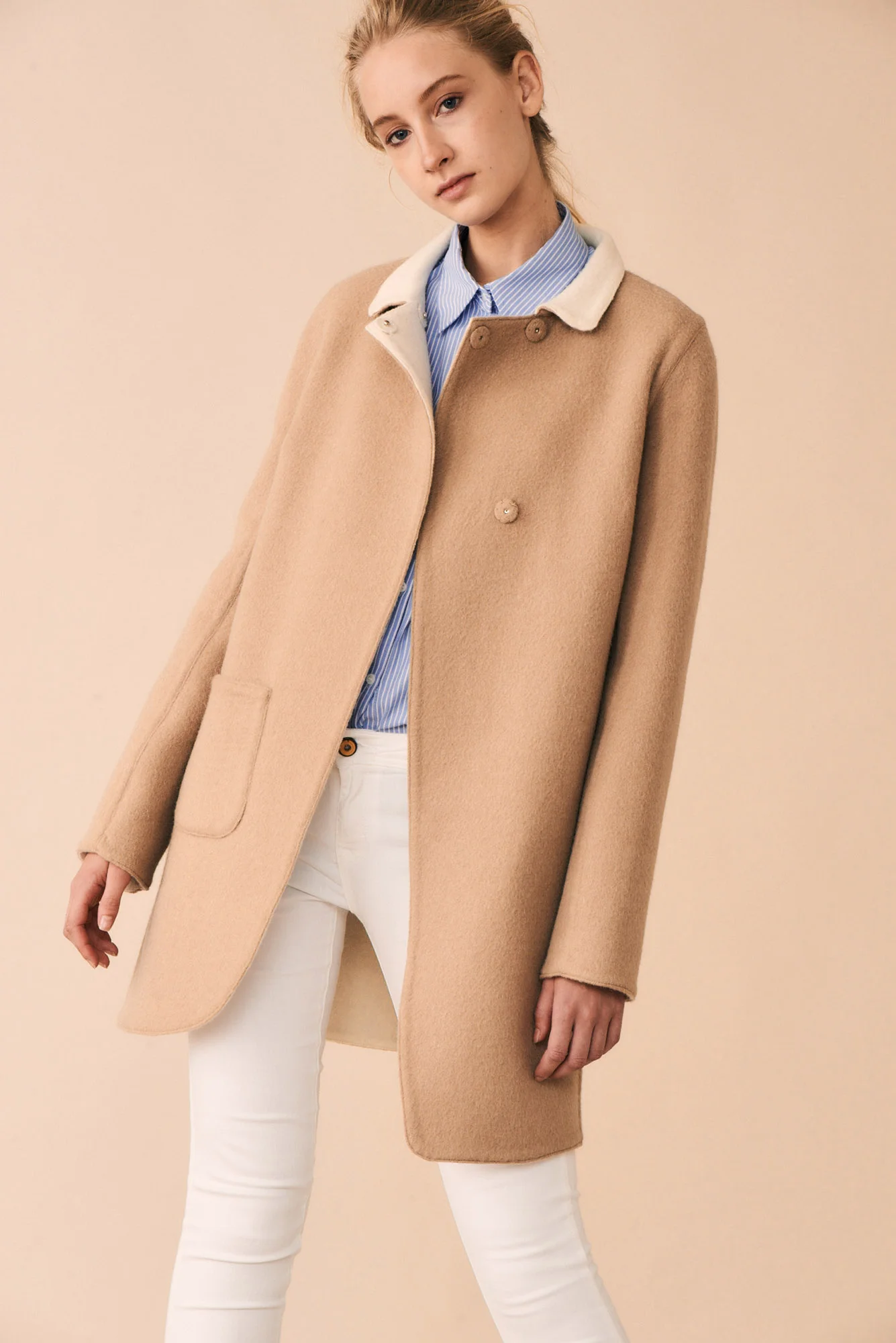 JACKET JENNIFER AT-331 Colors: double face camel/white Sizes: XS, S, M, L, XL