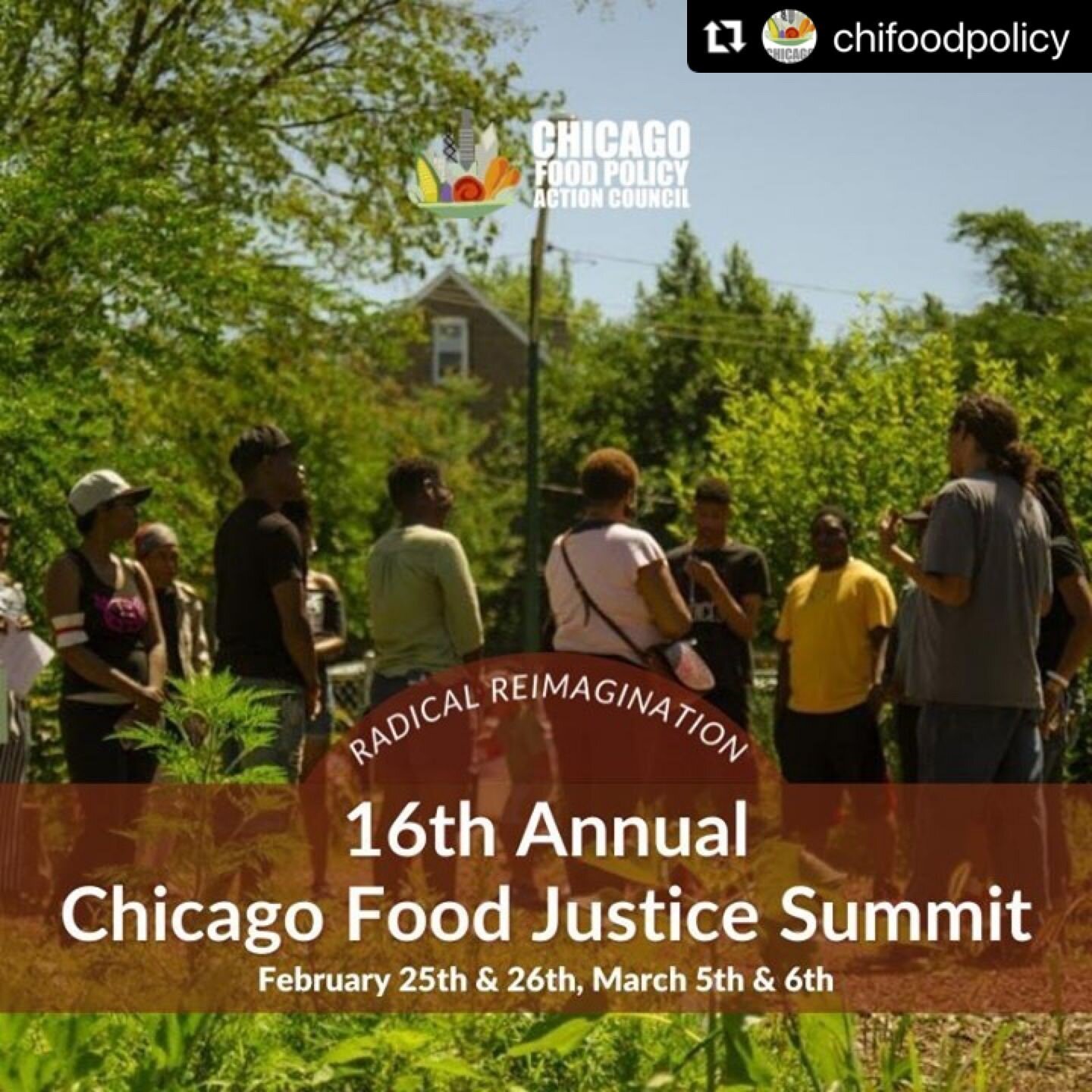 The @Chifoodpolicy 16th Annual Food Justice Summit is TOMORROW!!! Go to their page or the link in our bio to register, we&rsquo;ll see you there!!

#FoodJustice #FarmersOfColor #BlackFarmers #FarmersOfIllinois #BIPOCFarmers #StewardsOfTheLand #FoodJu