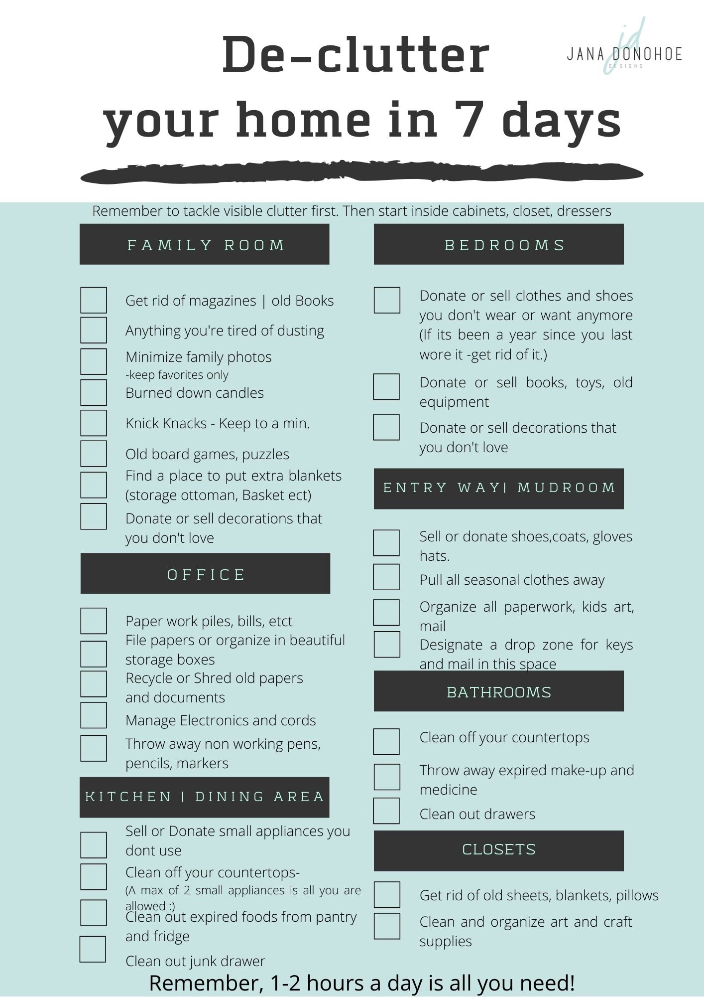 Checklist For Decluttering House