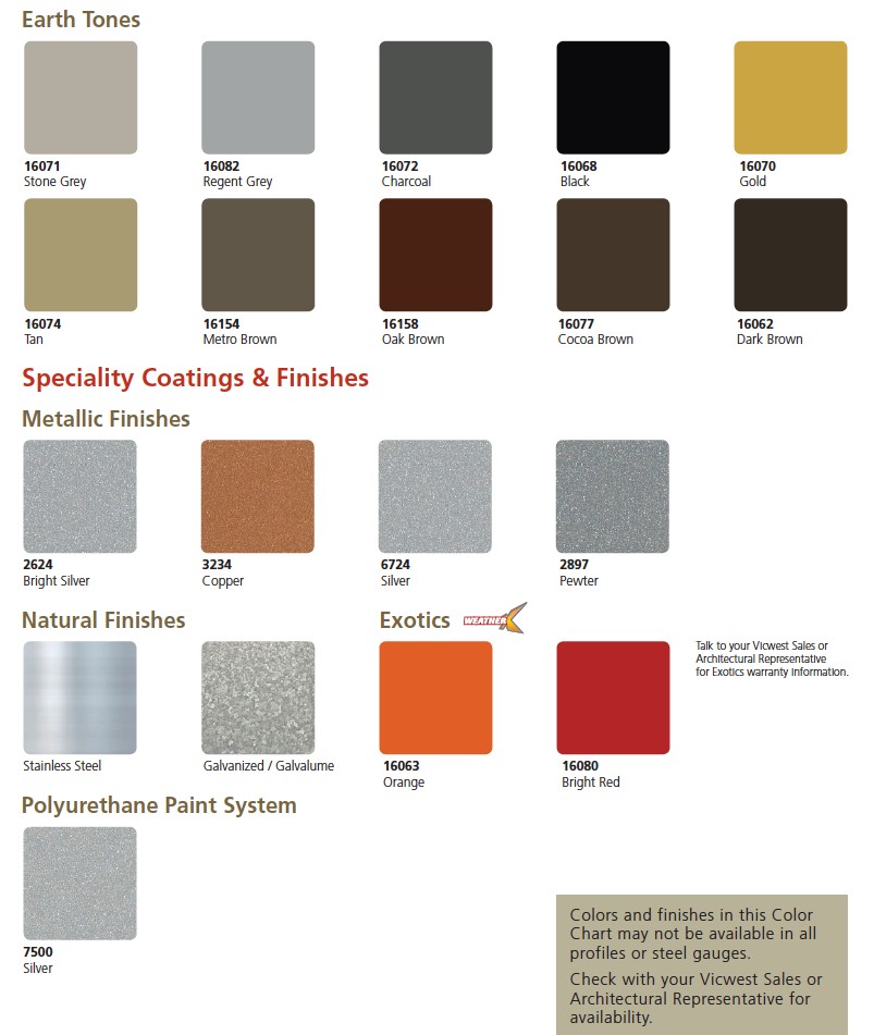 Ideal Roofing Color Chart