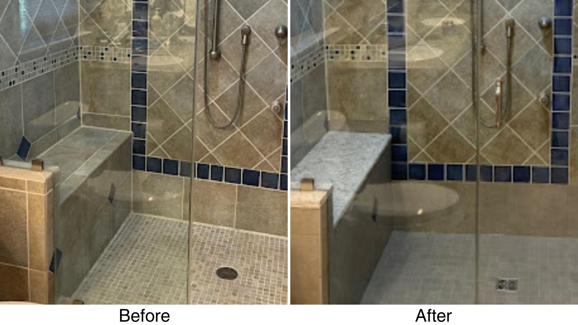 Looneys Tile and Grout - Leaky Shower before and after photo