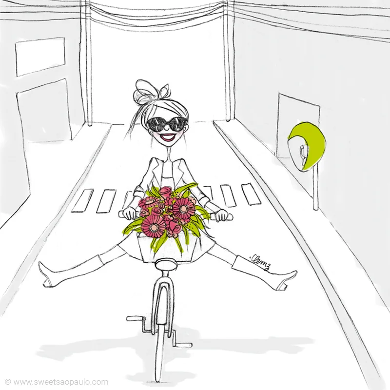 Illustration éditoriale fille à vélo - French illustrator - Illustratrice lyonnaise freelance