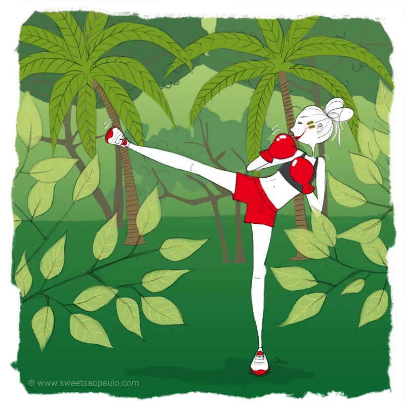 Illustration éditoriale fille qui fait de la boxe - Illustratrice lyon