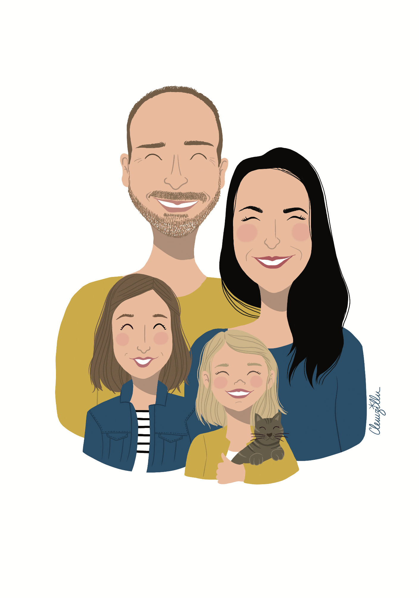 Portrait de famille illustré, cadeau original