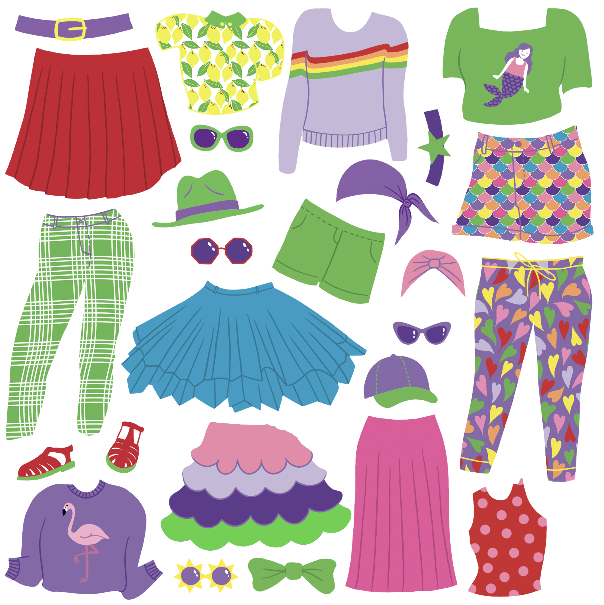 Illustration de stickers colorés pour l'édition jeunesse