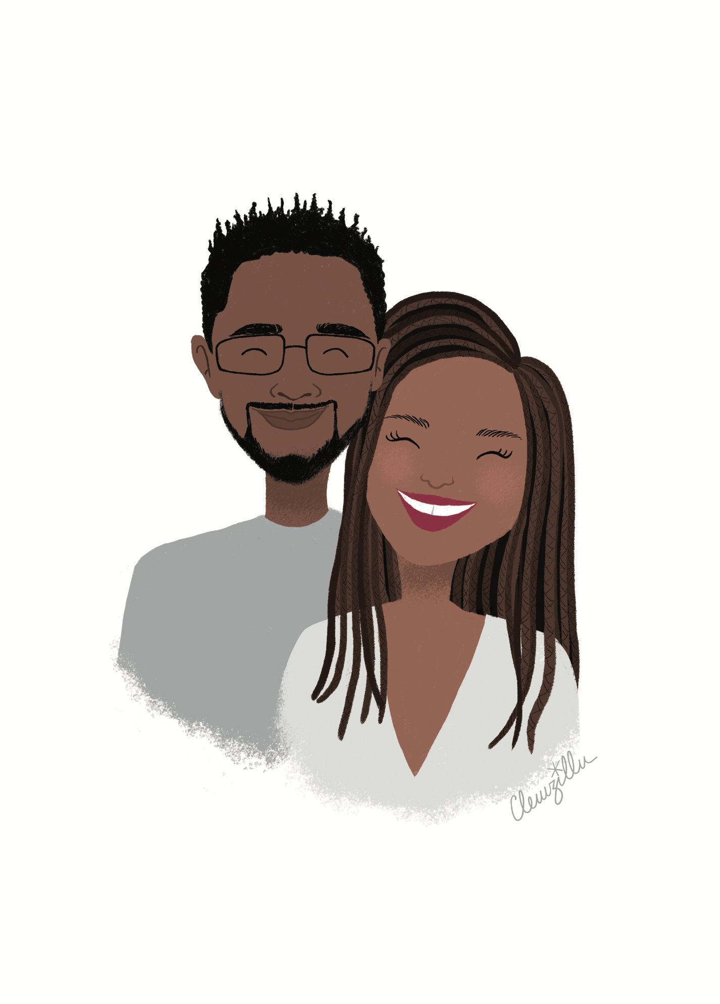 Portrait de couple illustré original, cadeau de mariage