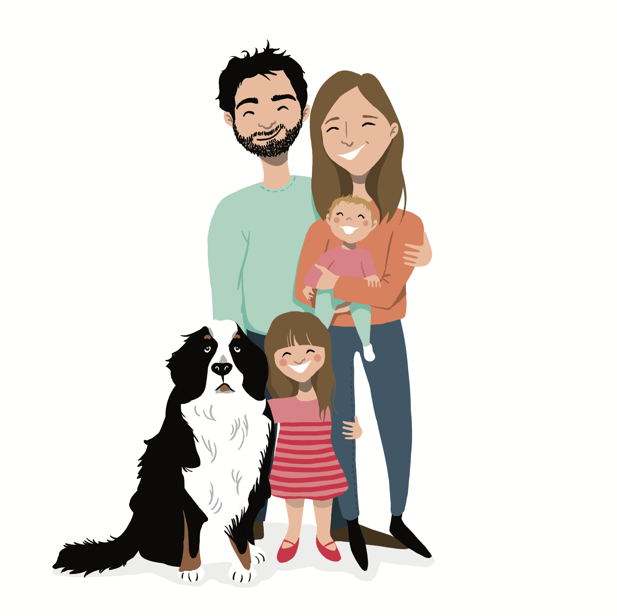 Portrait de famille illustré, cadeau mariage original