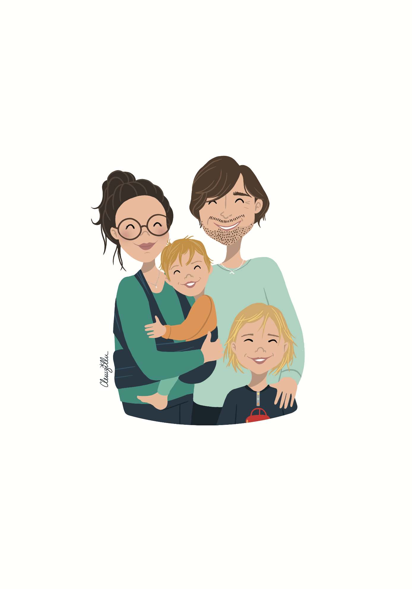Portrait de famille illustré, portrait de famille original