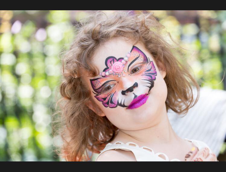 Pink tiger face paint  Tiger face paints, Face painting, Face