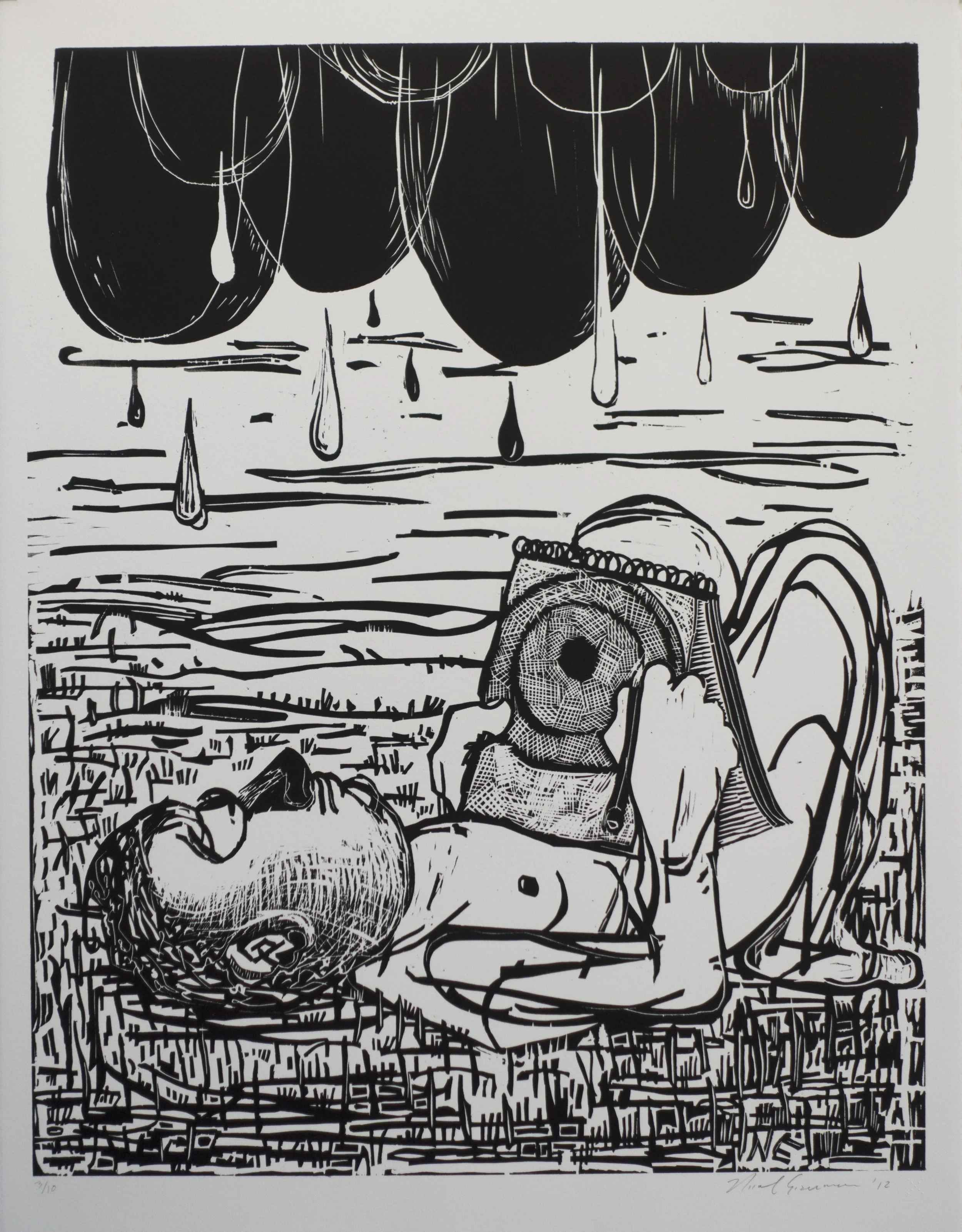 Untitled , 2012 Woodcut Image size: 27 x 20.25 inches Paper size: 29.125 x 23.125 inches Edition of 10