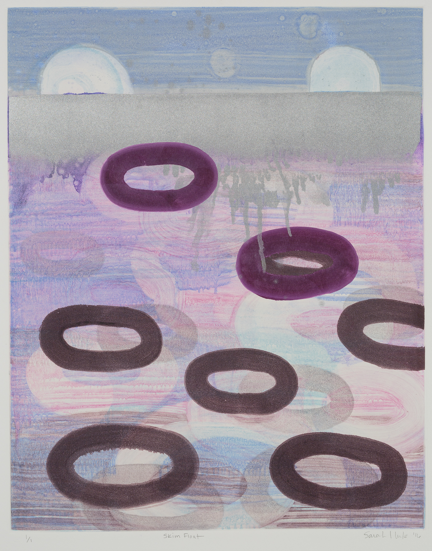 Skim Float , 2016 Monotype Image Size: 20 x 16 inches Paper Size: 30 x 22 inches Series of 8