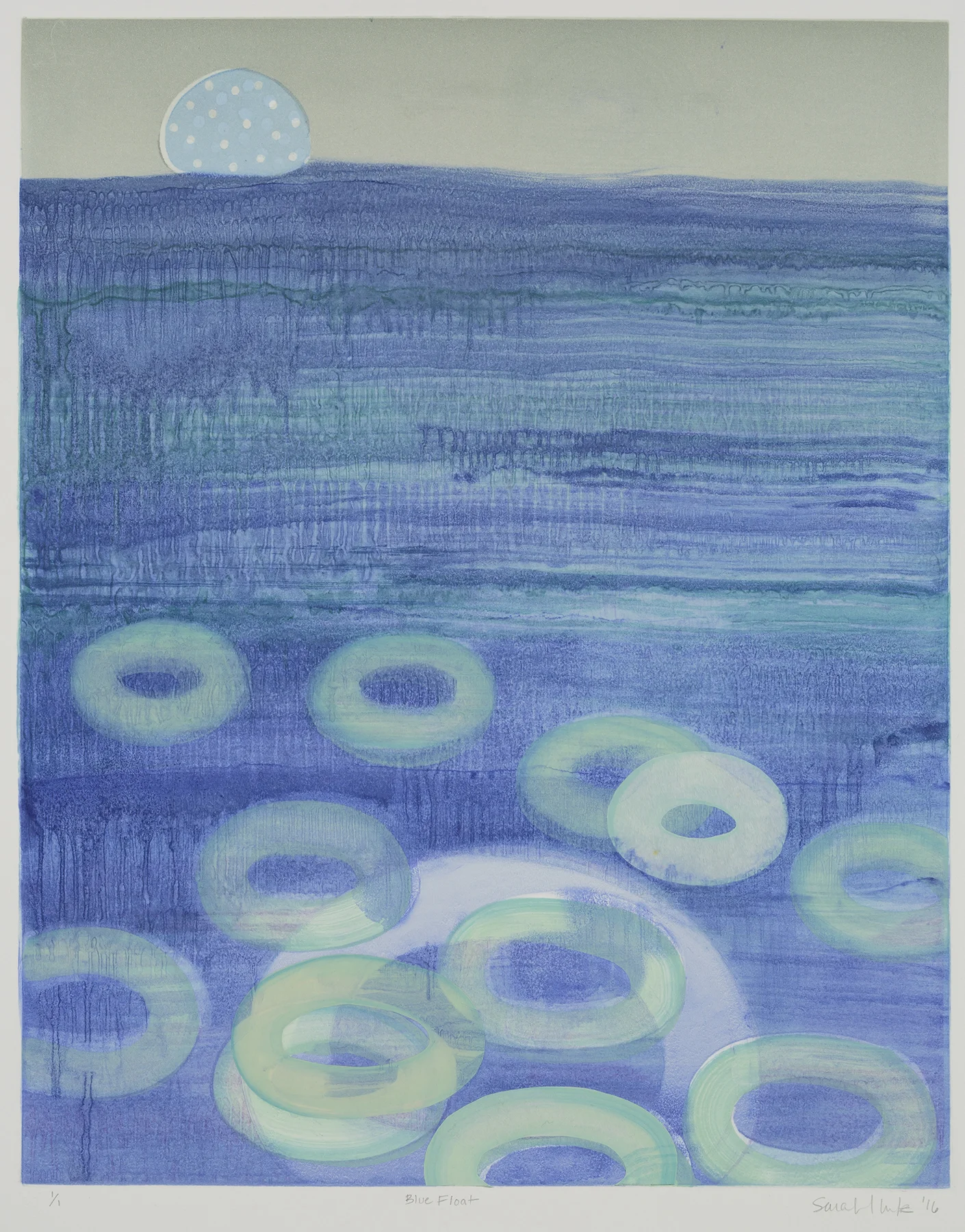 Blue Float , 2016 Monotype Image Size: 20 x 16 inches Paper Size: 30 x 22 inches Series of 8