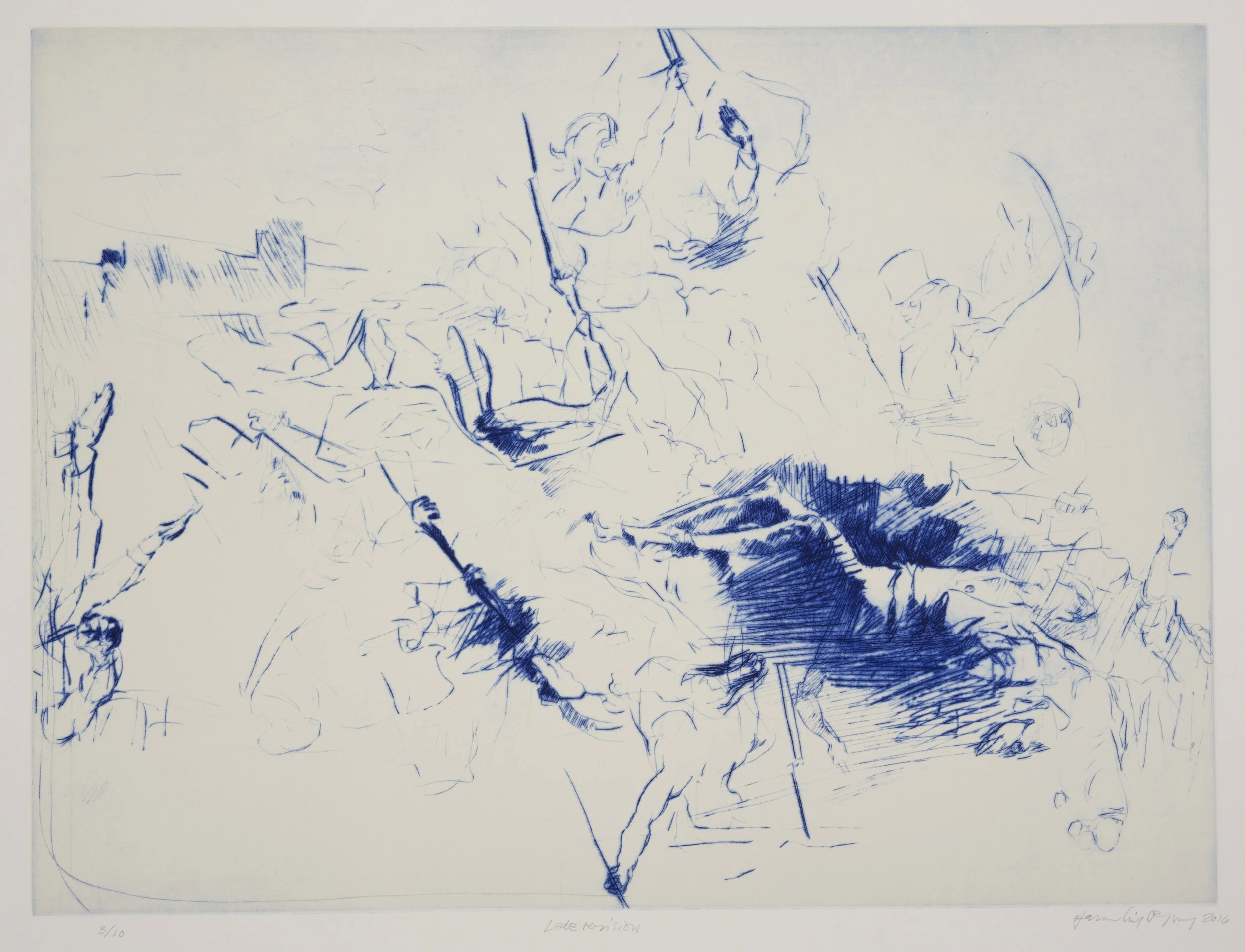 Lede Revision , 2016 Drypoint Image Size: 18 x 24 inches Paper Size: 22 x 30 inches Edition of 10