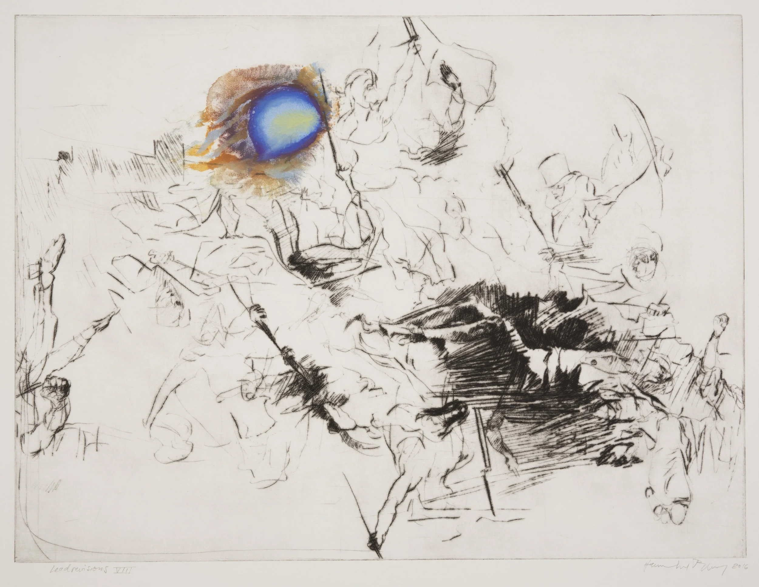 Lead Revisions (VIII) , 2016 Drypoint/Monotype Image Size: 18 x 24 inches Paper Size: 22 x 30 inches Series of 12