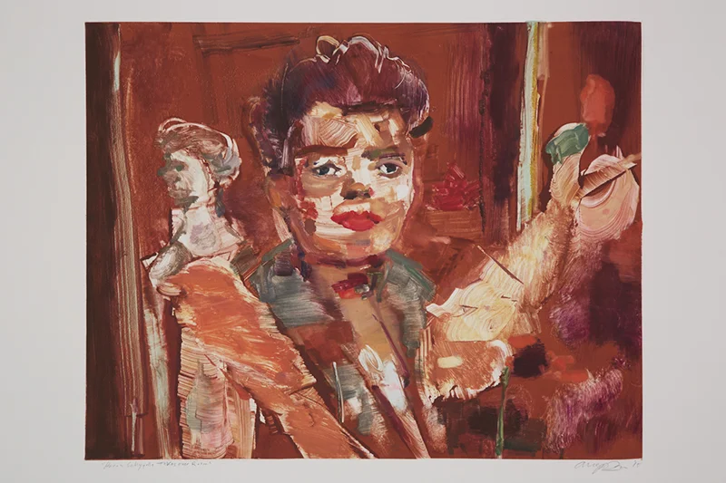 Hanna Schygulla Takes Over Room , 2015 Monotype Image Size: 16 x 20 inches Paper Size: 22 x 30 inches Series of 24