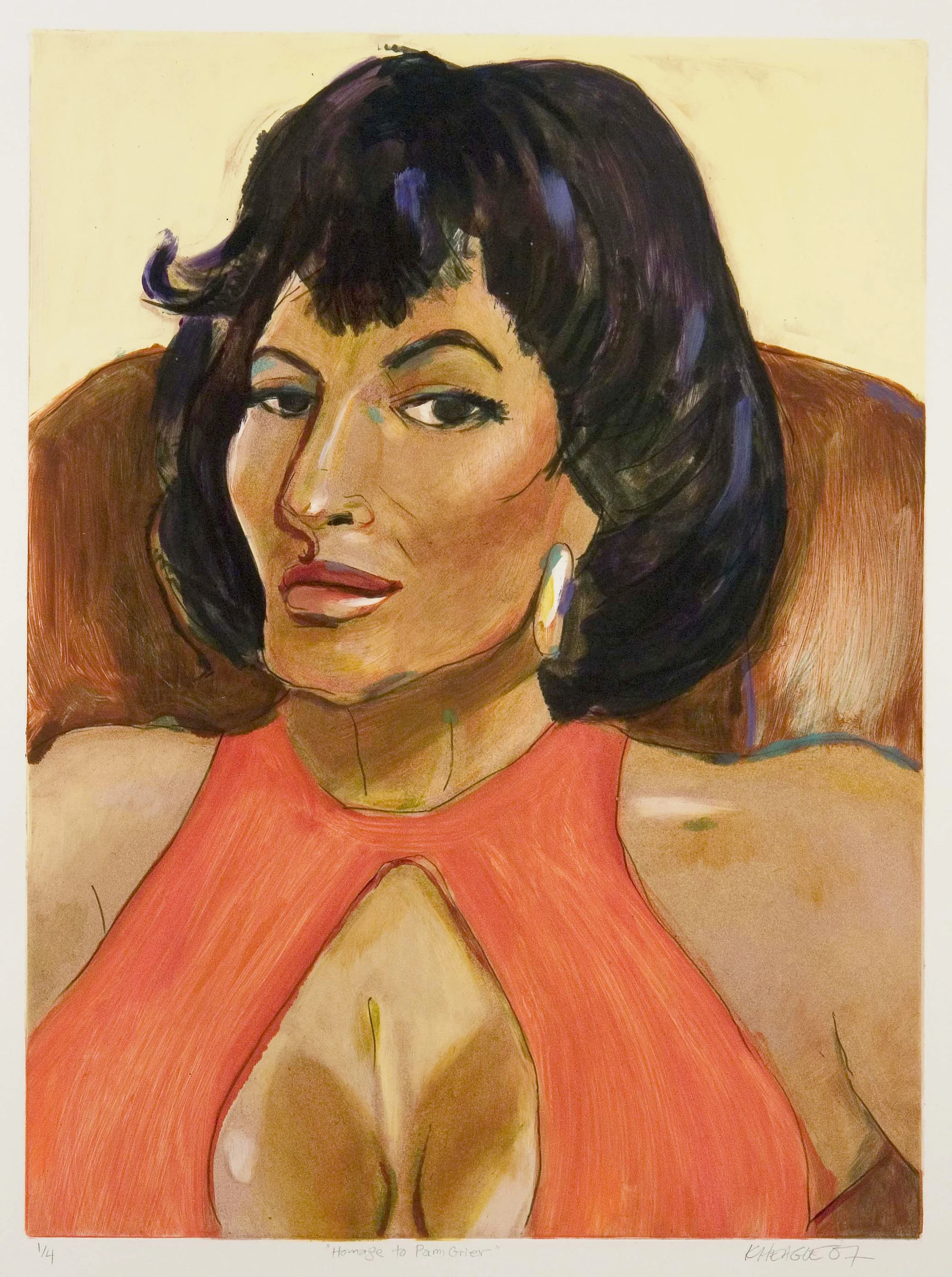 Homage to Pam Grier (I) , 2007 Monotype Image size: 24 x 17.5 inches Paper size: 30 x 22 inches Series of 4